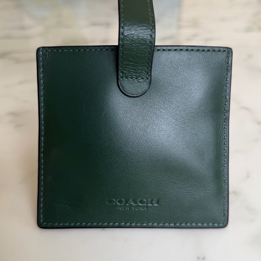 Coach Heritage Card Case Dark Clover Green Leather Snap Wallet C3162 Unisex - Picture 4 of 11